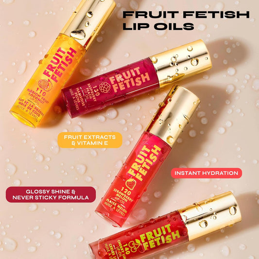 Milani Fruit Fetish Lip Oil Collection - 4 Pack Bundle - Strawberry Melon, Raspberry Peach, Cherry Lime & Passionfruit Coconut
