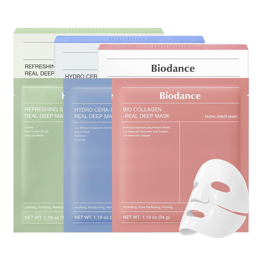 BIODANCE Total Solution Trio: Bio Collagen & Ceramide Panthenol & Sea Kelp Real Deep Mask Set, Firming, Hydrating, Claming Kit, Korean Skin Care,Skin Care Set