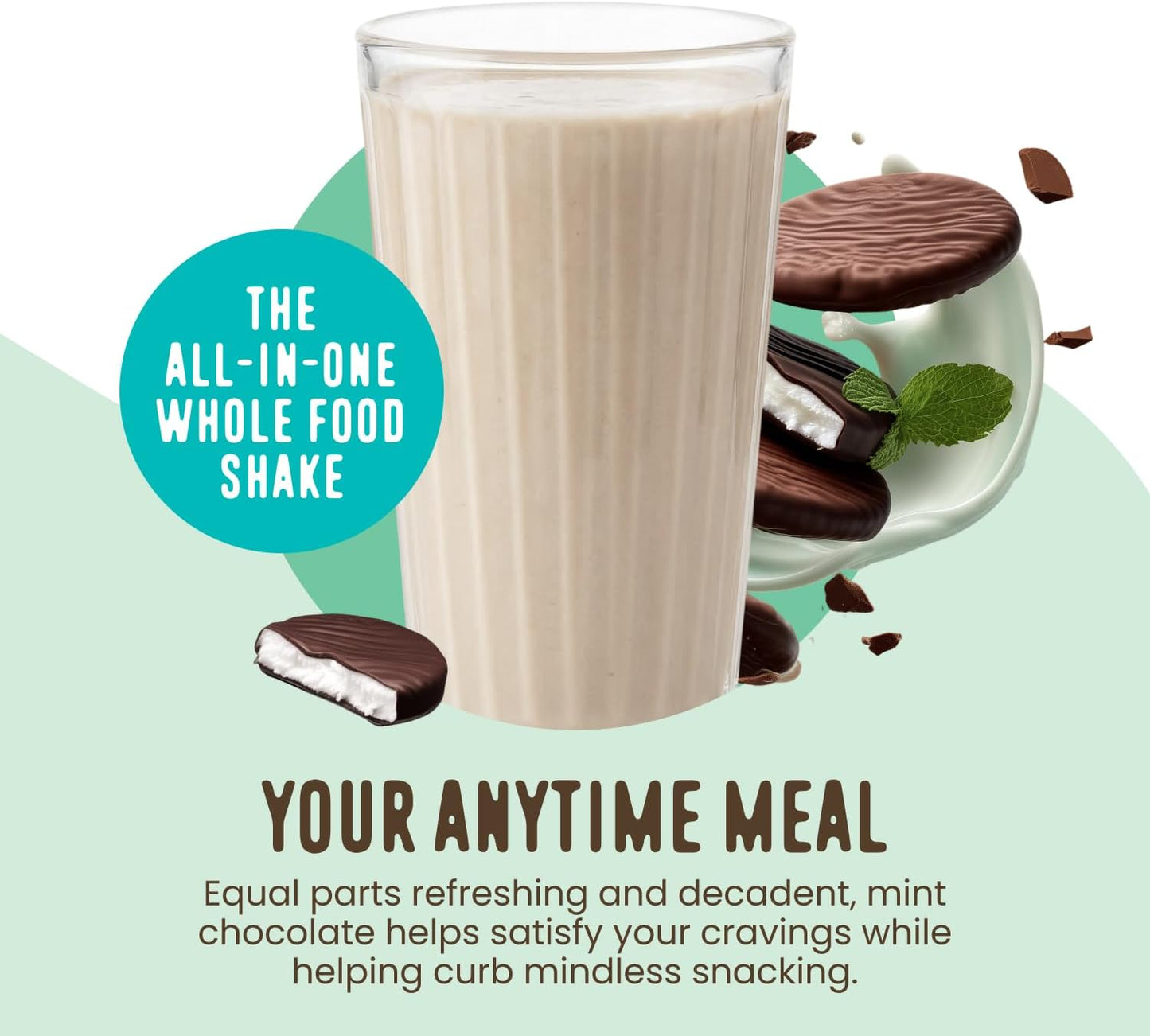 FlavCity All in One Protein Shake Powder, Mint Chocolate - On the Go Meal Alternative + Collagen Peptides, Reishi & Cordyceps - Focus, Skin, Hair & Joint Support - 100% Grass Fed Whey, 20 Servings