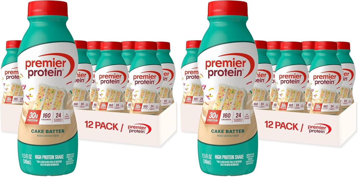 Premier Protein Shake, Chocolate, 30g Protein, No Added Sugar, 24 Vitamins & Minerals to Support Immune Health, Gluten-Free,11.5 fl oz (12 Pack)