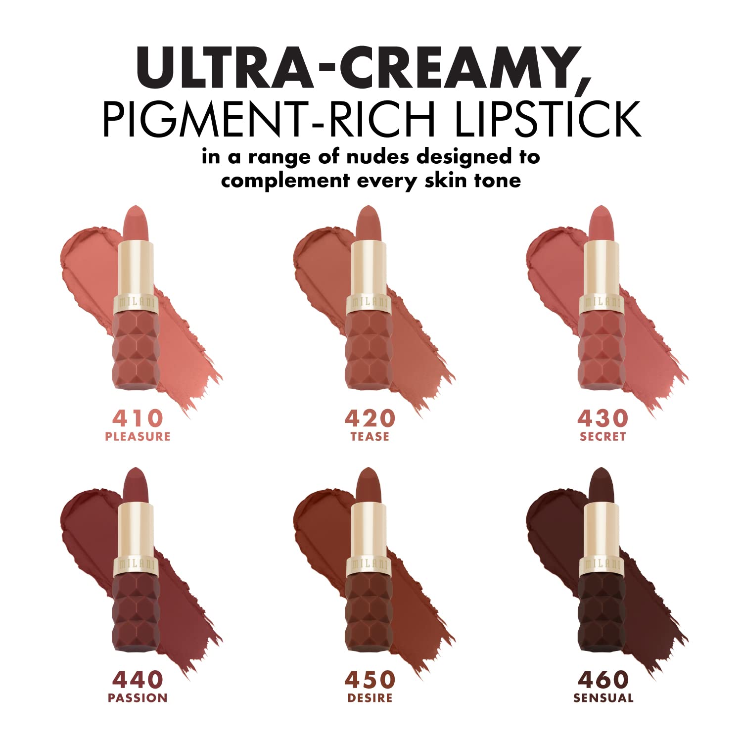Milani Color Fetish Matte Lipstick 5 Pack: Secret, Passion, Pleasure, Sensual, & Tease