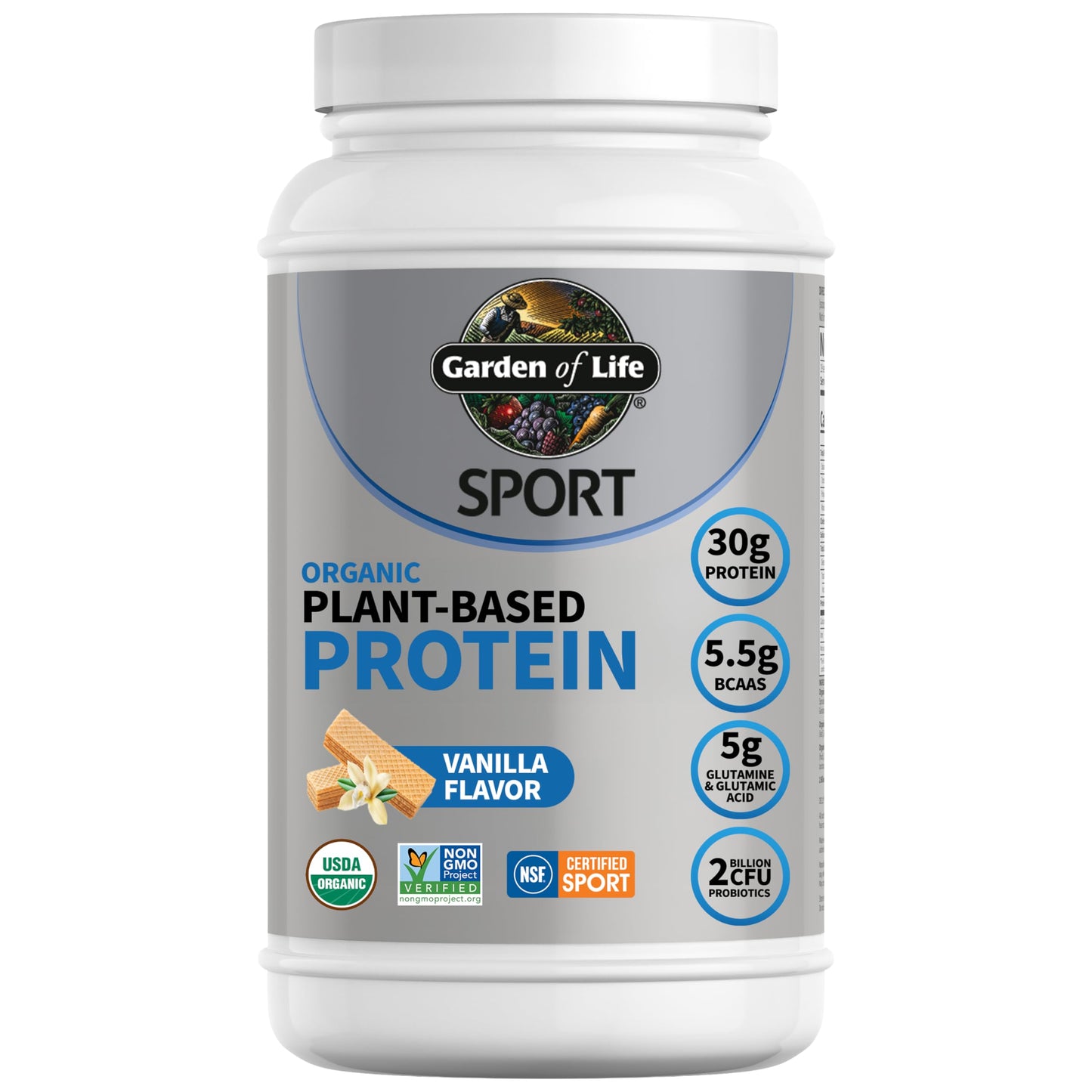 Garden of Life Organic Vegan Protein Powder with Probiotics, BCAAs, NSF Certified, Gluten Free & Sport, Non GMO, Sport Protein Powder, 19 Servings, Chocolate