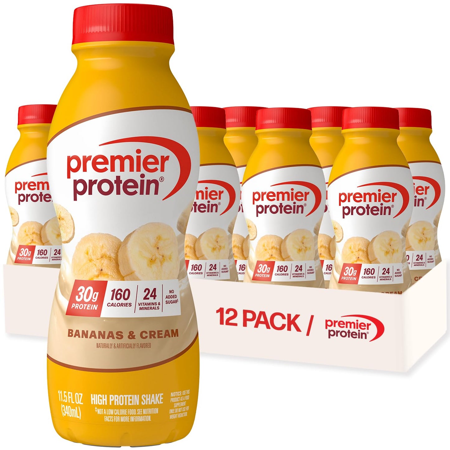 Premier Protein Shake, Chocolate, 30g Protein, No Added Sugar, 24 Vitamins & Minerals to Support Immune Health, Gluten-Free,11.5 fl oz (12 Pack)