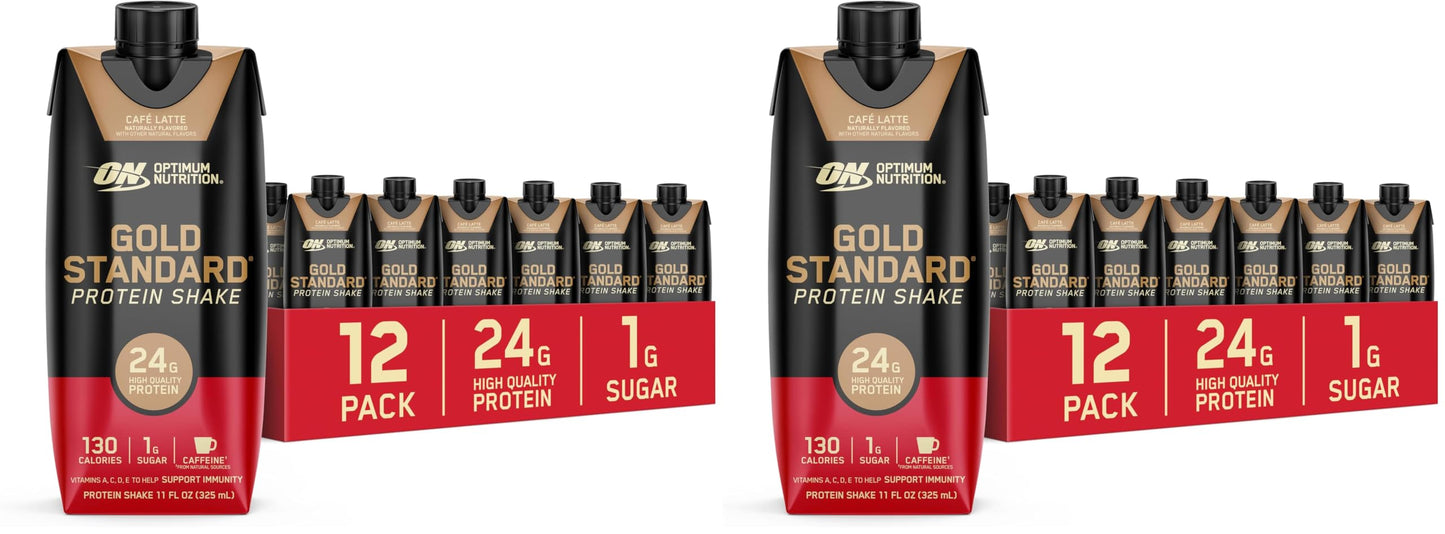 Optimum Nutrition Gold Standard Protein Shake, 24g Protein, Ready to Drink Protein Drinks, Strawberry, 11 Fl Oz, 12 Count (Pack of 1) (Packaging May Vary)