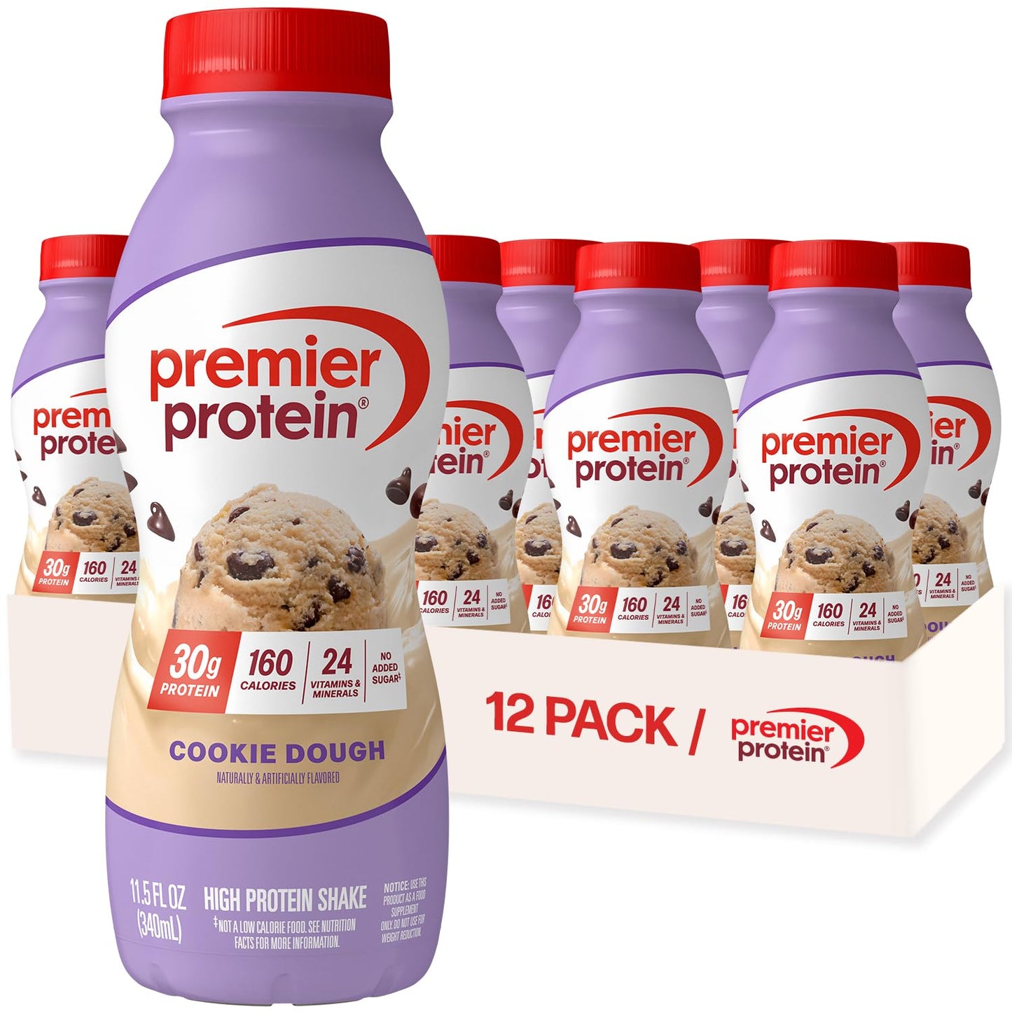 Premier Protein Shake, Chocolate, 30g Protein, No Added Sugar, 24 Vitamins & Minerals to Support Immune Health, Gluten-Free,11.5 fl oz (12 Pack)