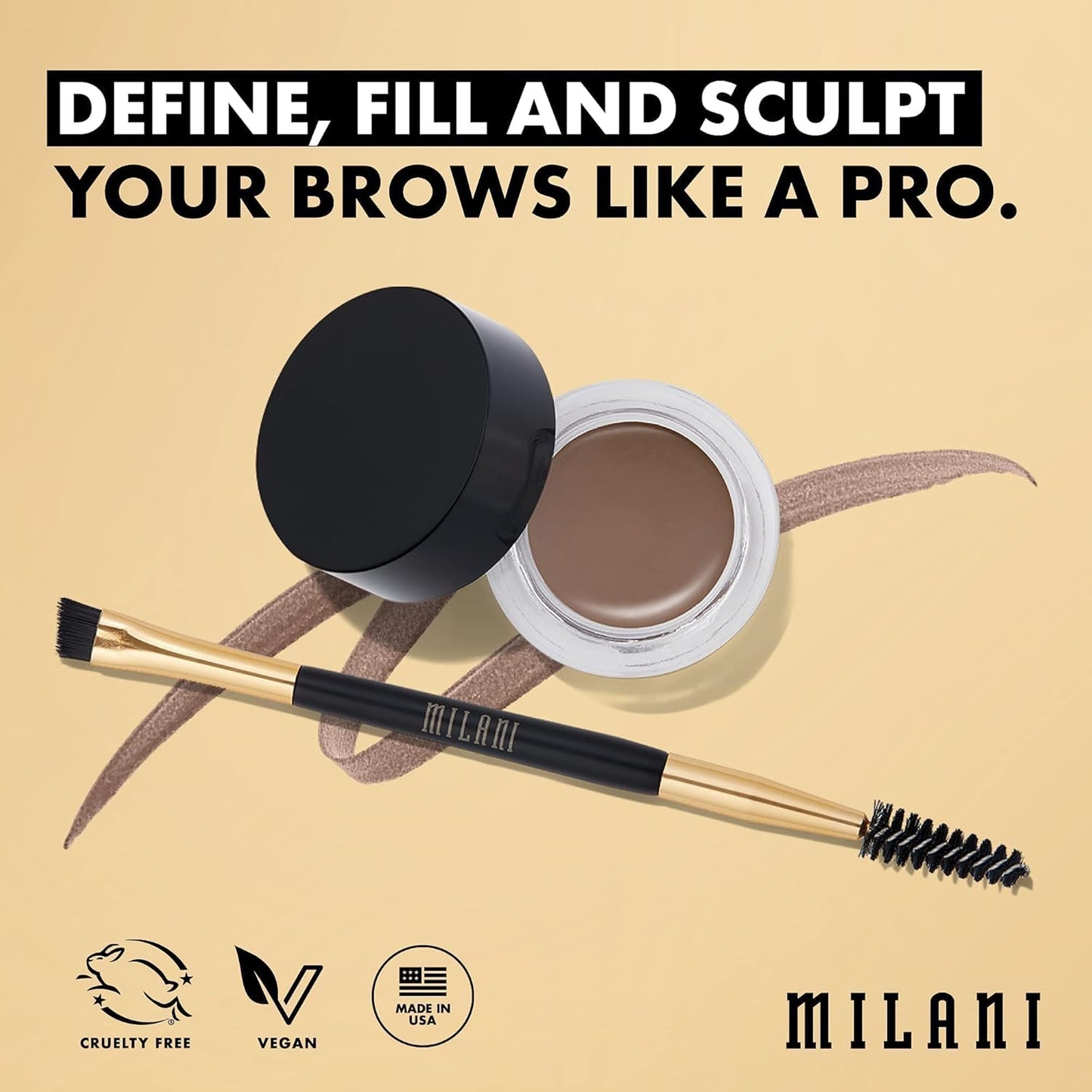 Milani Conceal + Perfect 2-in-1 Foundation + Concealer (Golden Beige) and Stay Put Brow Color (Dark Brown)