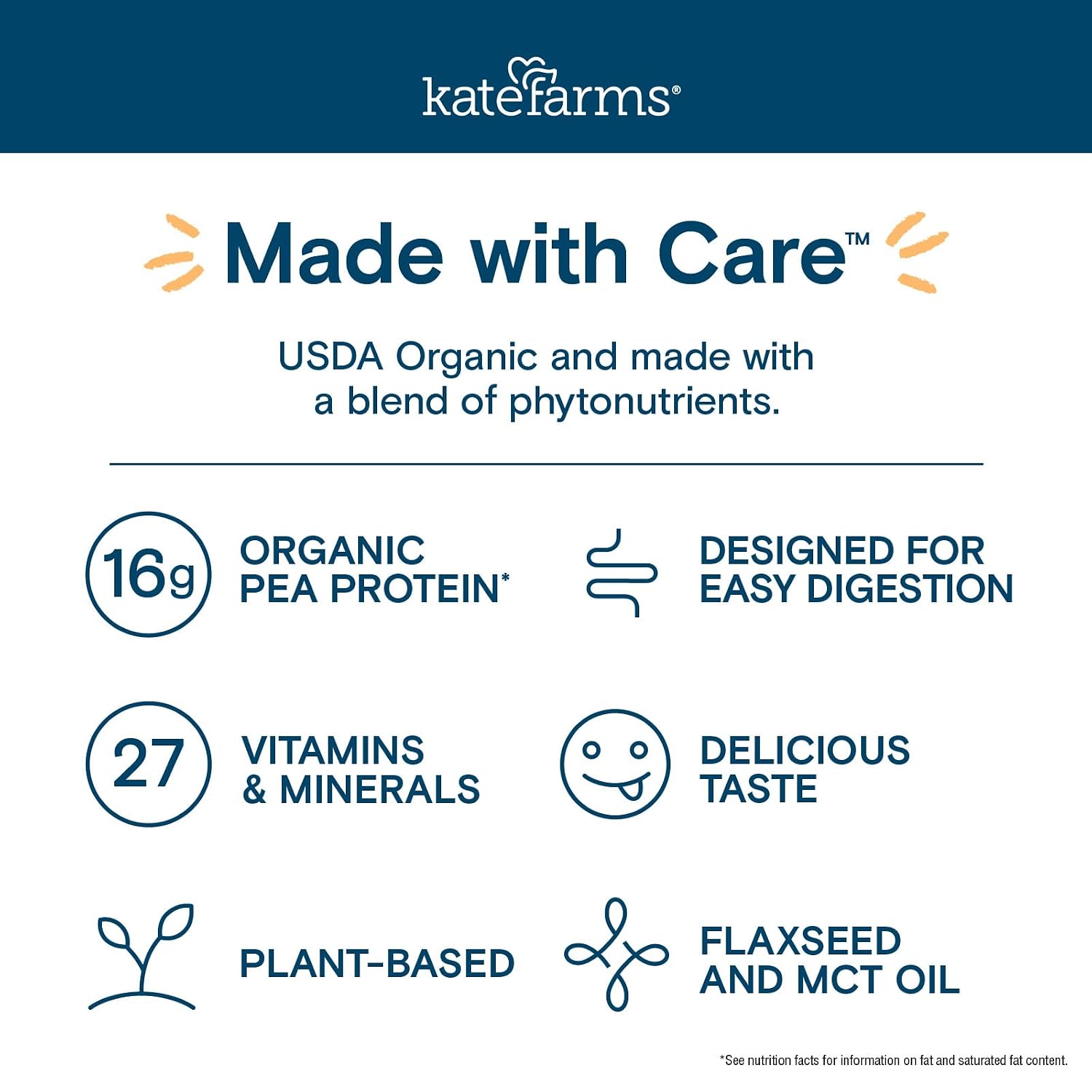 KATE FARMS Organic Nutrition Shake, Chocolate, 16g Protein, 12 Pack | Organic chocolate nutrition shake with 16g protein and 27 vitamins and minerals in every serving.
