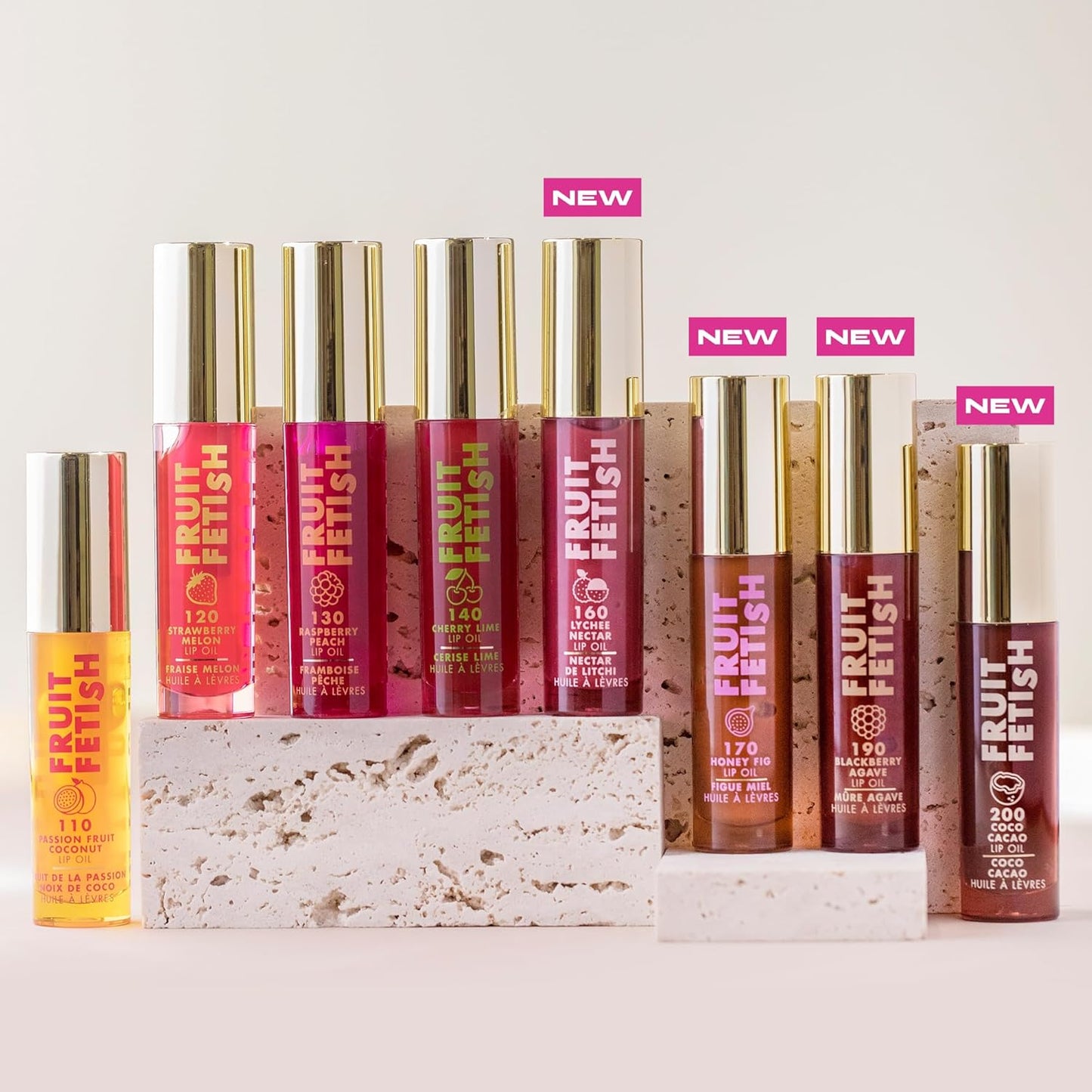 Milani Fruit Fetish Lip Oil Collection - 4 Pack Bundle - Strawberry Melon, Raspberry Peach, Cherry Lime & Passionfruit Coconut