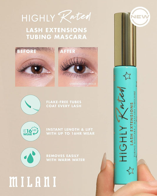 Milani Highly Rated Lash Extensions Tubing Mascara & Make It Last Original - Natural Finish Setting Spray 3-in-1 Setting Spray and Primer