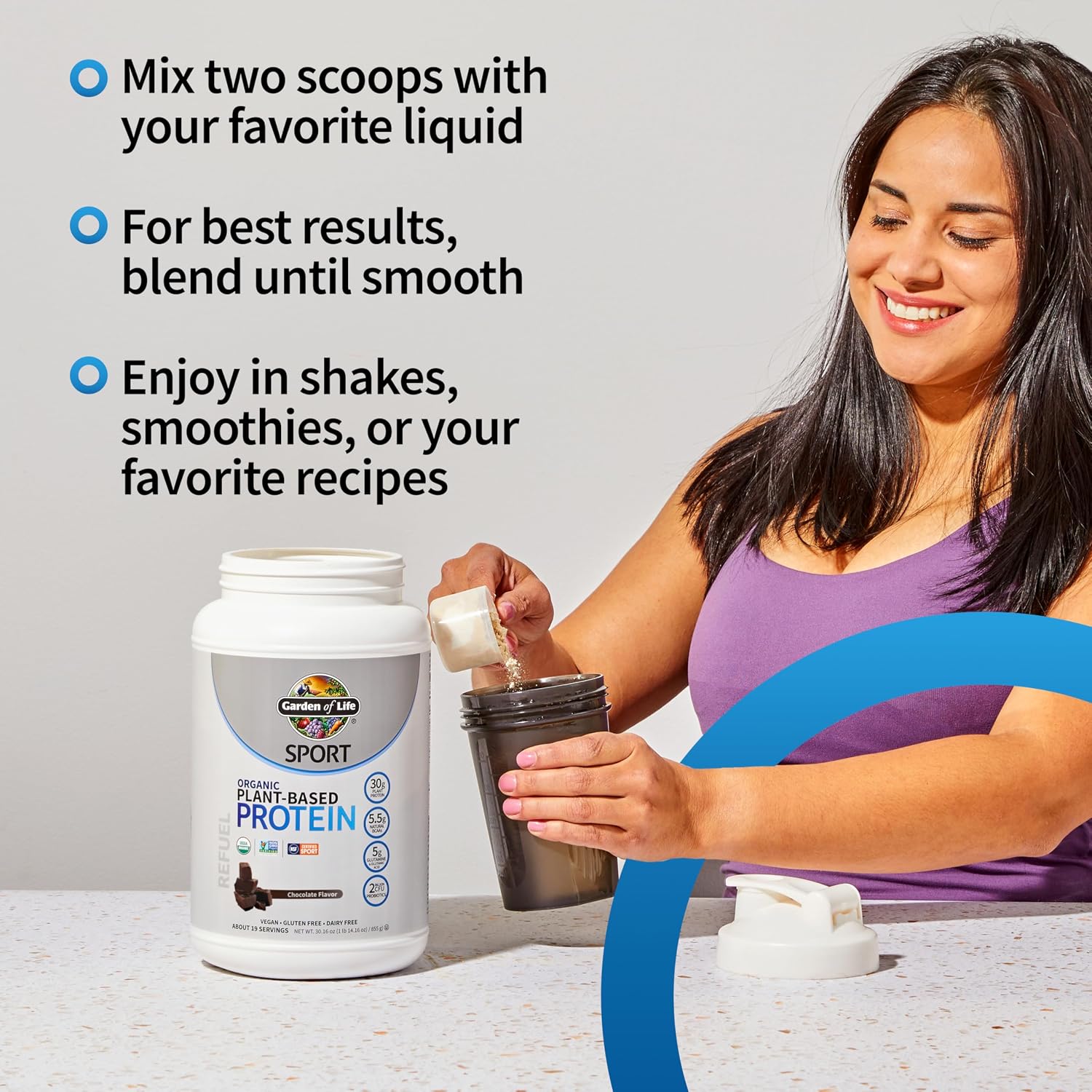 Garden of Life Organic Vegan Protein Powder with Probiotics, BCAAs, NSF Certified, Gluten Free & Sport, Non GMO, Sport Protein Powder, 19 Servings, Chocolate