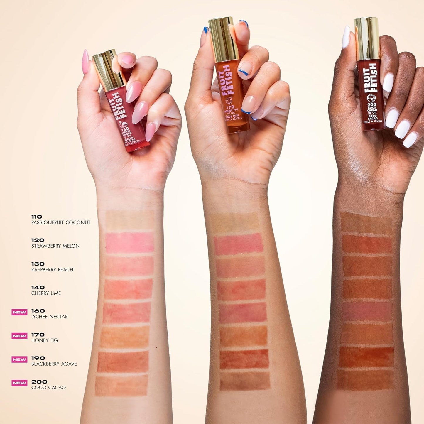 Milani Fruit Fetish Lip Oil Collection - 4 Pack Bundle - Strawberry Melon, Raspberry Peach, Cherry Lime & Passionfruit Coconut