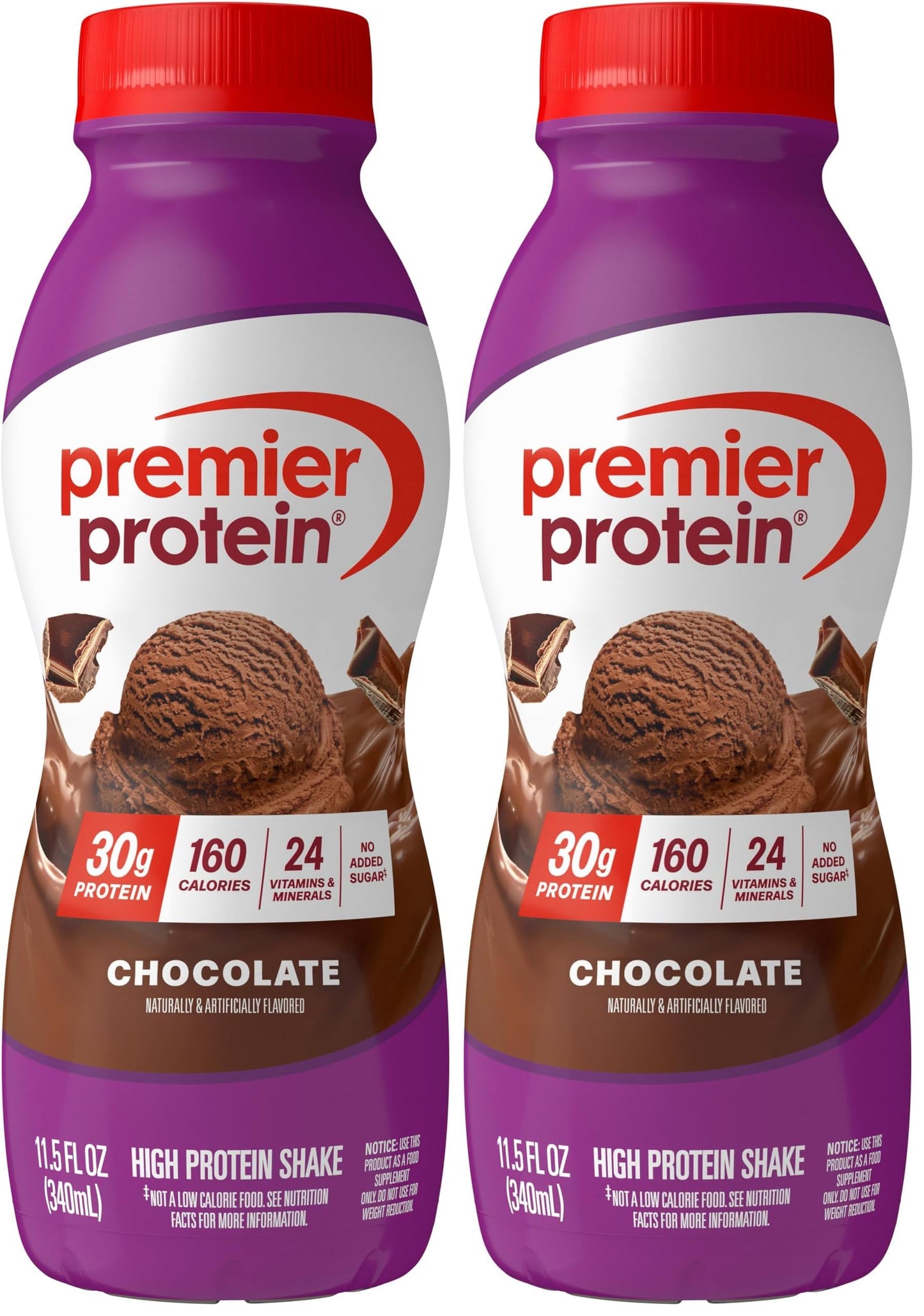 Premier Protein Shake, Chocolate, 30g Protein, No Added Sugar, 24 Vitamins & Minerals to Support Immune Health, Gluten-Free,11.5 fl oz (12 Pack)