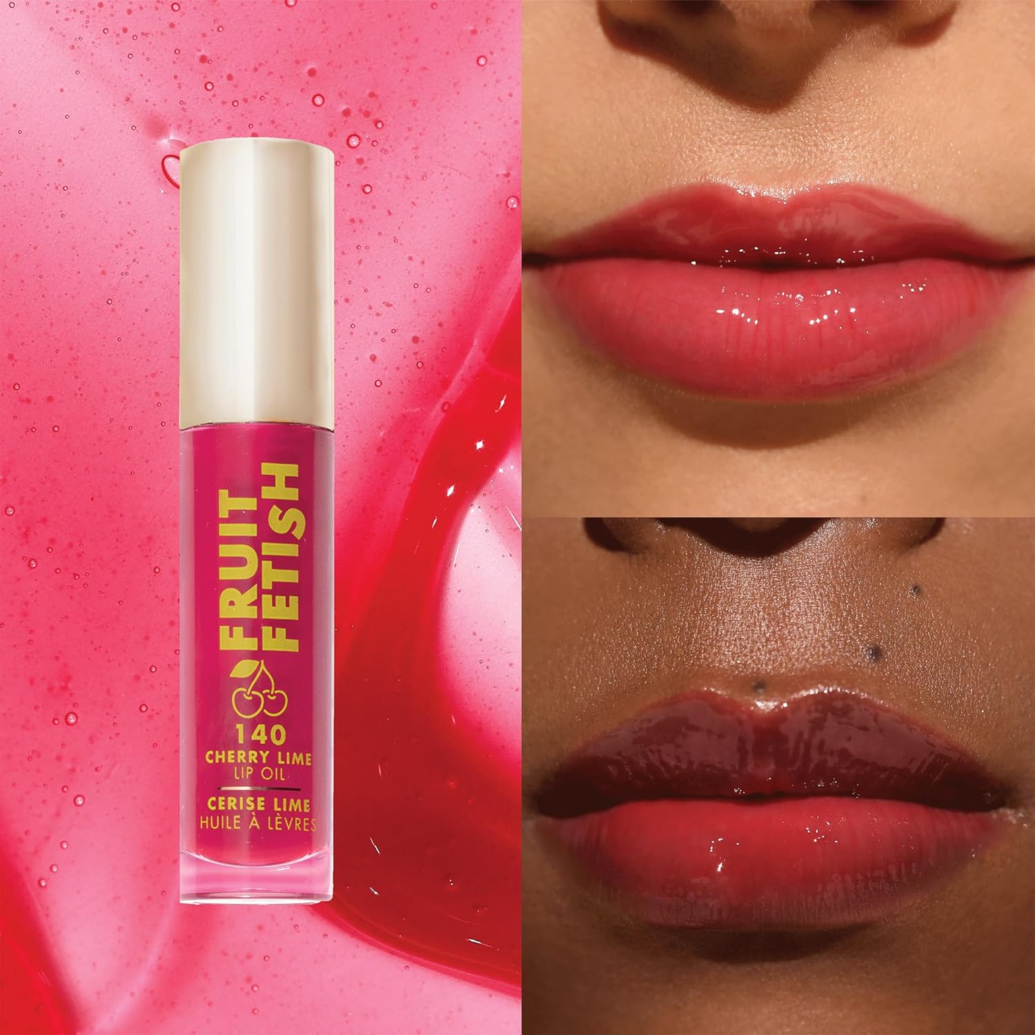 Milani Fruit Fetish Lip Oil Collection - 4 Pack Bundle - Strawberry Melon, Raspberry Peach, Cherry Lime & Passionfruit Coconut