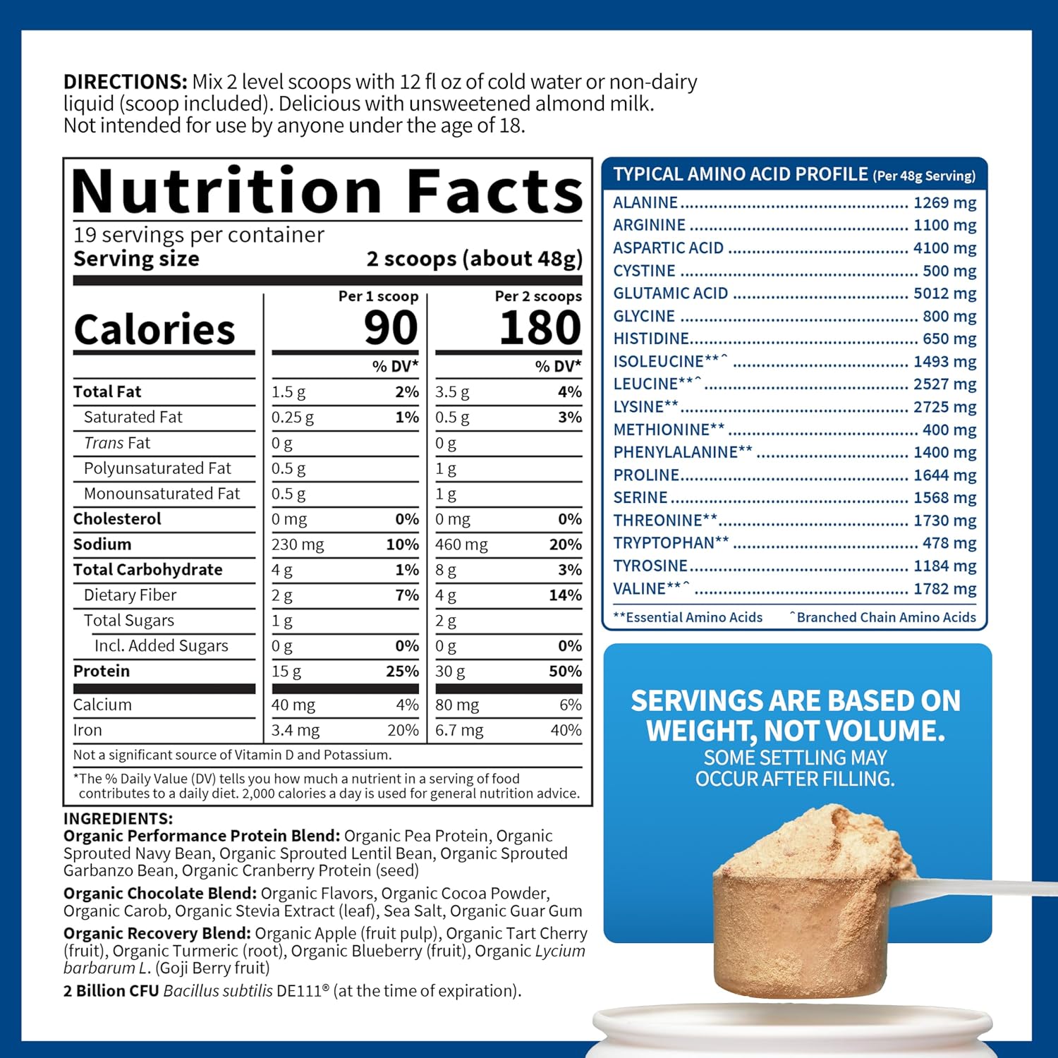Garden of Life Organic Vegan Protein Powder with Probiotics, BCAAs, NSF Certified, Gluten Free & Sport, Non GMO, Sport Protein Powder, 19 Servings, Chocolate