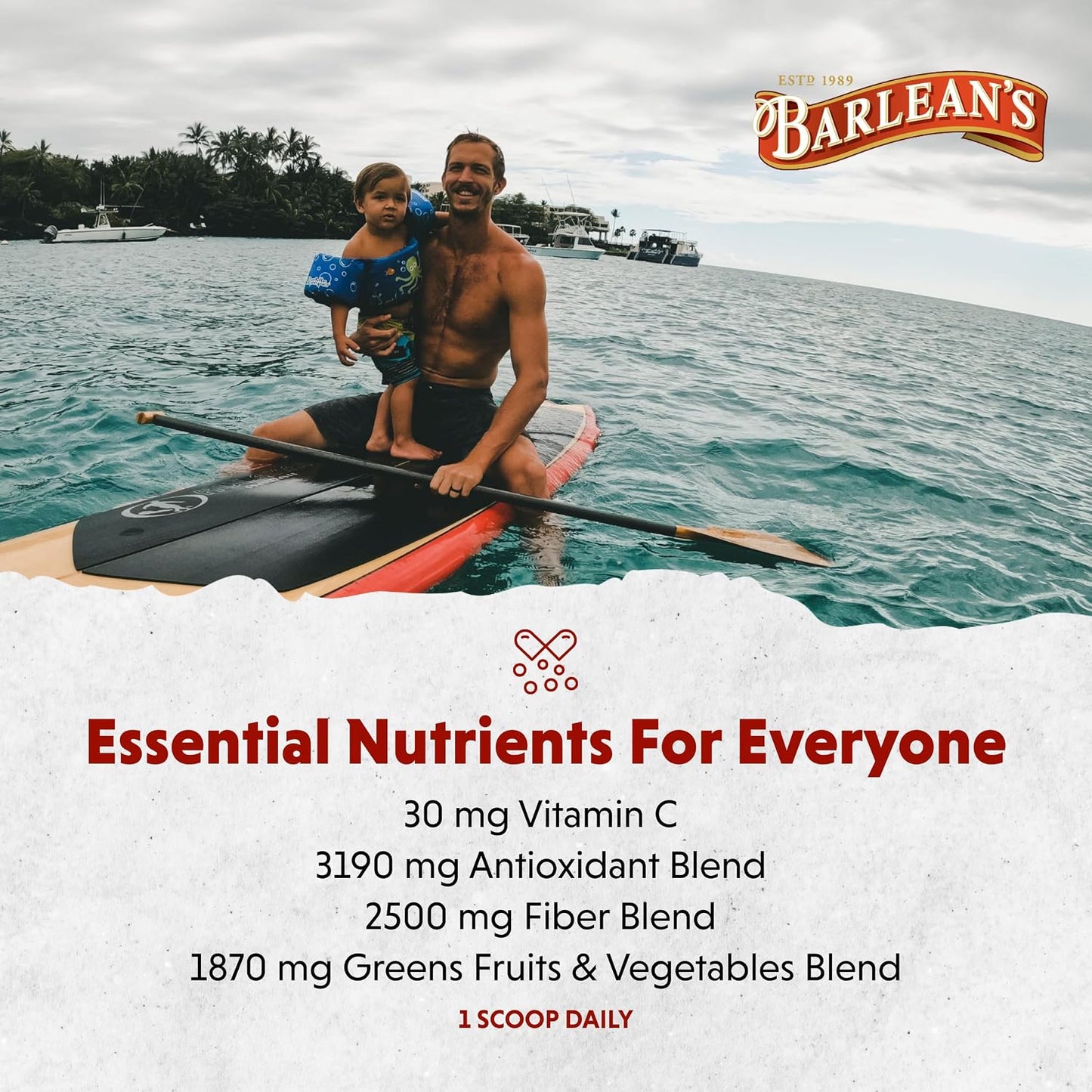 Barlean's Chocolate Greens Powder, Superfood Drink Mix, Vegan, 9.52oz | Fruits, vegetables & greens, Cocoa flavor, Fiber, Non-GMO, Vegan, Gluten-free, Daily superfood drink mix